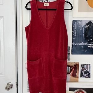 Marine Layer Red Velvet Jumper Dress